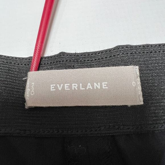 Everlane The Side-Zip Stretch Cotton Pant SIZE 0 Black Elastic Waist Chino - Picture 3 of 9